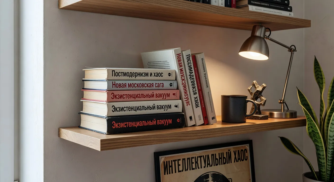 Pile de romans russes contemporains sur une étagère