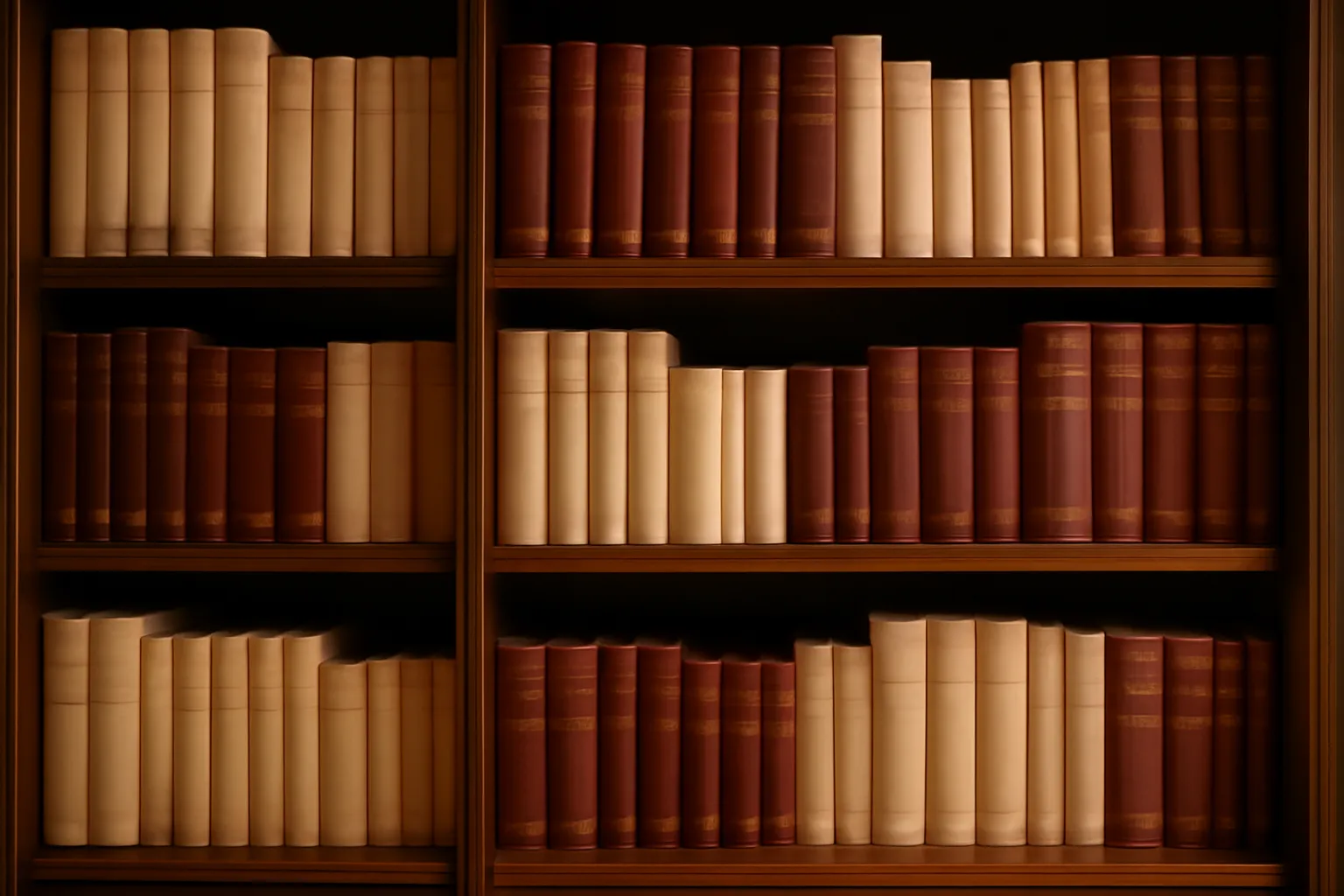 Étagère de bibliothèque avec éditions françaises Actes Sud, lumière douce