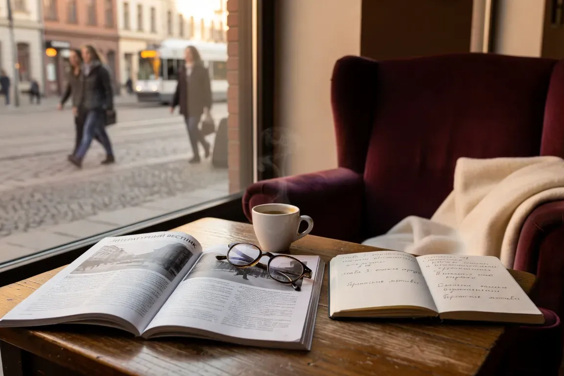 Salle de librairie russe en exil avec ouvrages en russe et en français