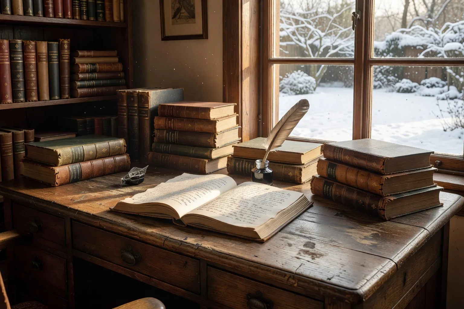 Livres reliés sur étagère